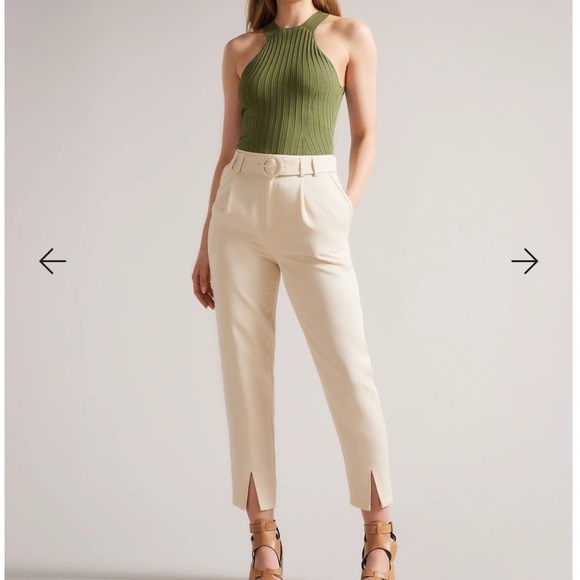 Ted baker NINETTE High Waist Carrot Leg Trouser size 0 ivory - Picture 1 of 9